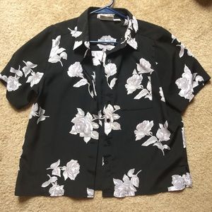 Vintage black & gray floral blouse